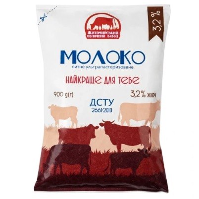 Молоко ЖМЗ 3,2% 900г — Житомирський молочний завод